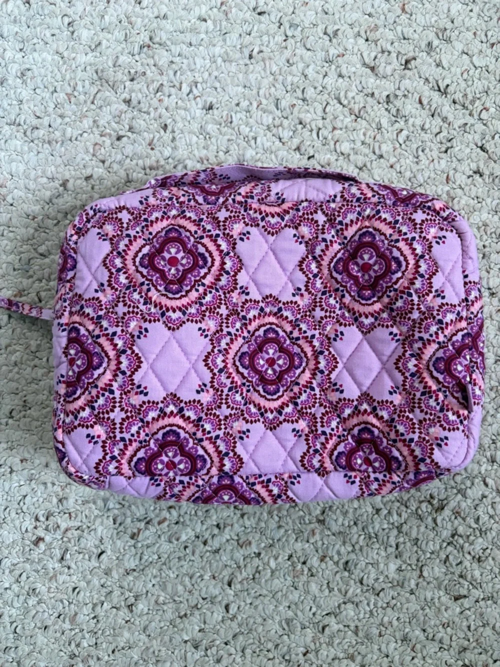 Vera Bradley Pink Quilted Floral Cosmetic Case with Purple Accents